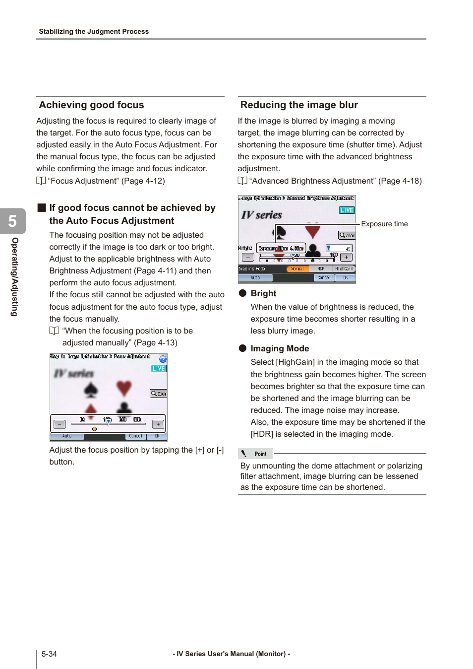 Achieving good focus, Reducing the image blur, Achieving good focus -34 | If good focus cannot be achieved by, The auto focus adjustment -34, Reducing the image blur -34 | KEYENCE IV Series User Manual | Page 168 / 306