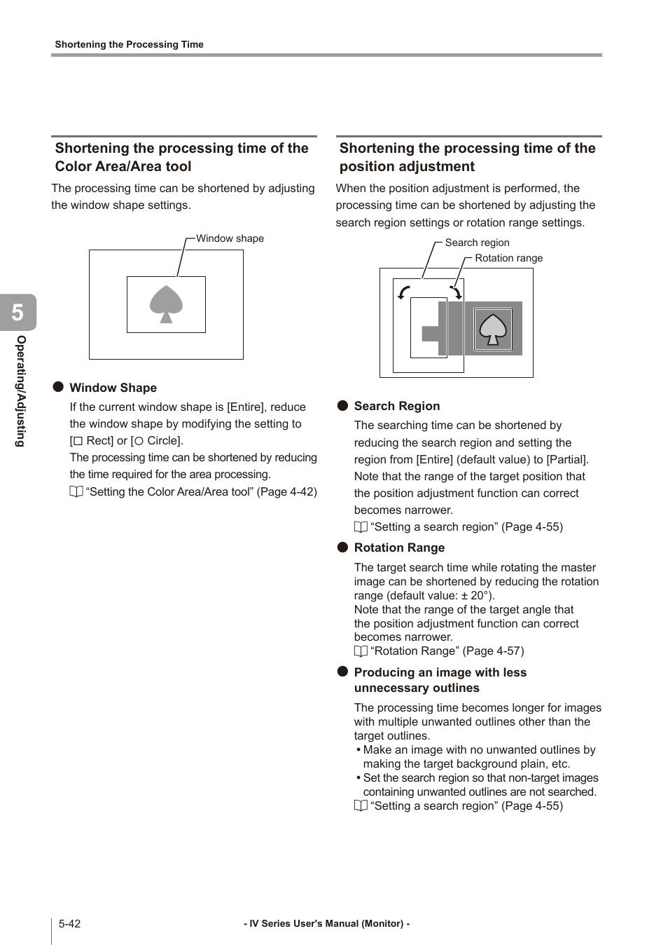 Shortening the processing time of, The color area/area tool -42, The position adjustment -42 | KEYENCE IV Series User Manual | Page 176 / 306