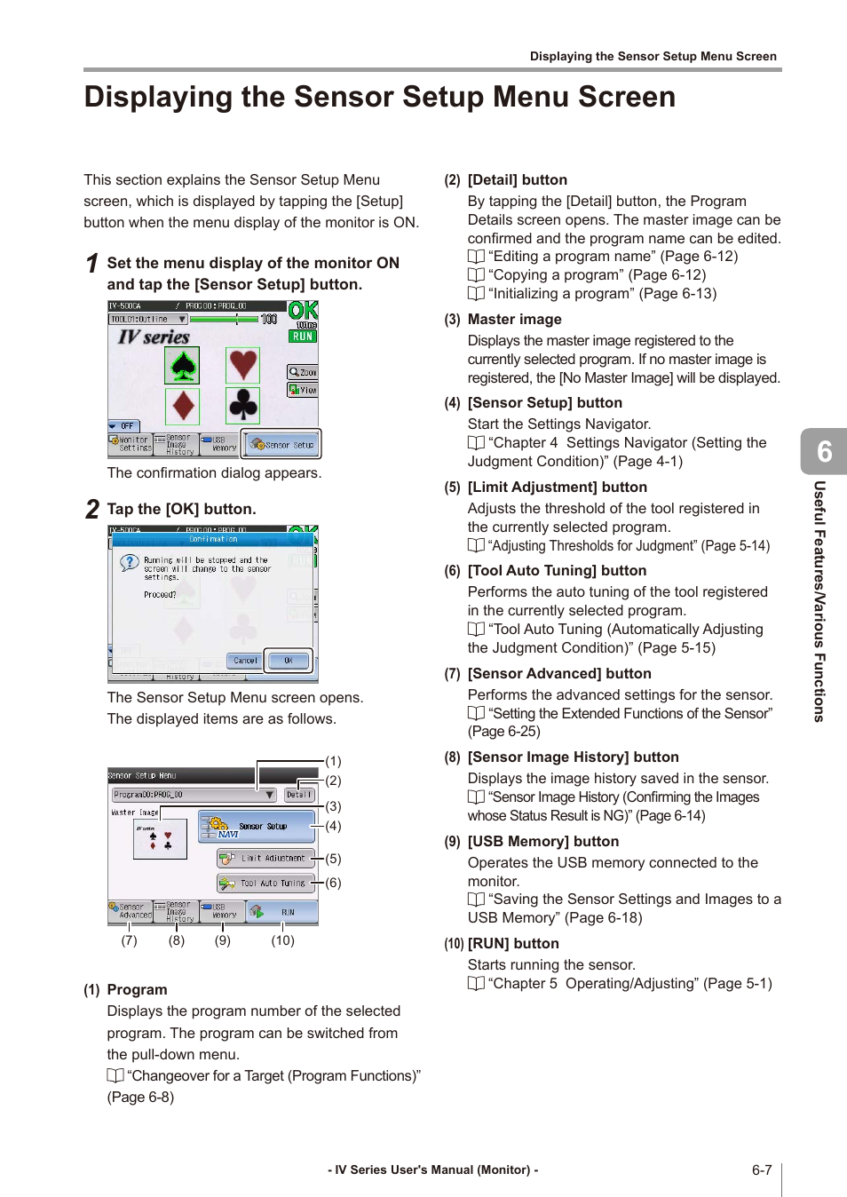 Displaying the sensor setup menu screen, Displaying the sensor setup menu screen -7, Displaying the sensor setup | Displaying the sensor setup menu screen 6 | KEYENCE IV Series User Manual | Page 183 / 306