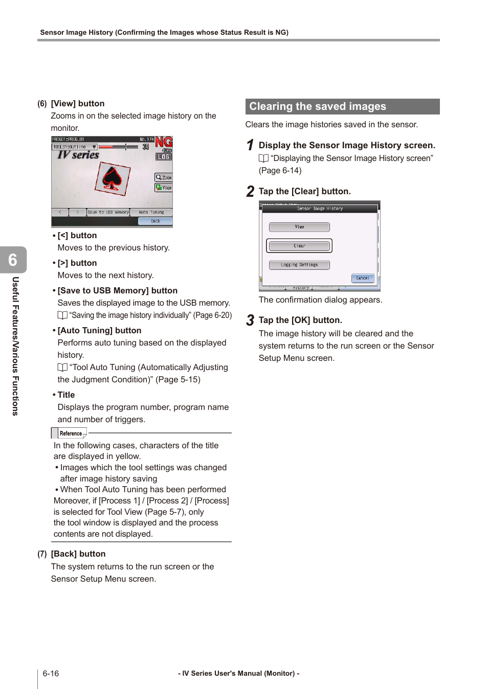 Clearing the saved images, Clearing the saved images -16 | KEYENCE IV Series User Manual | Page 192 / 306