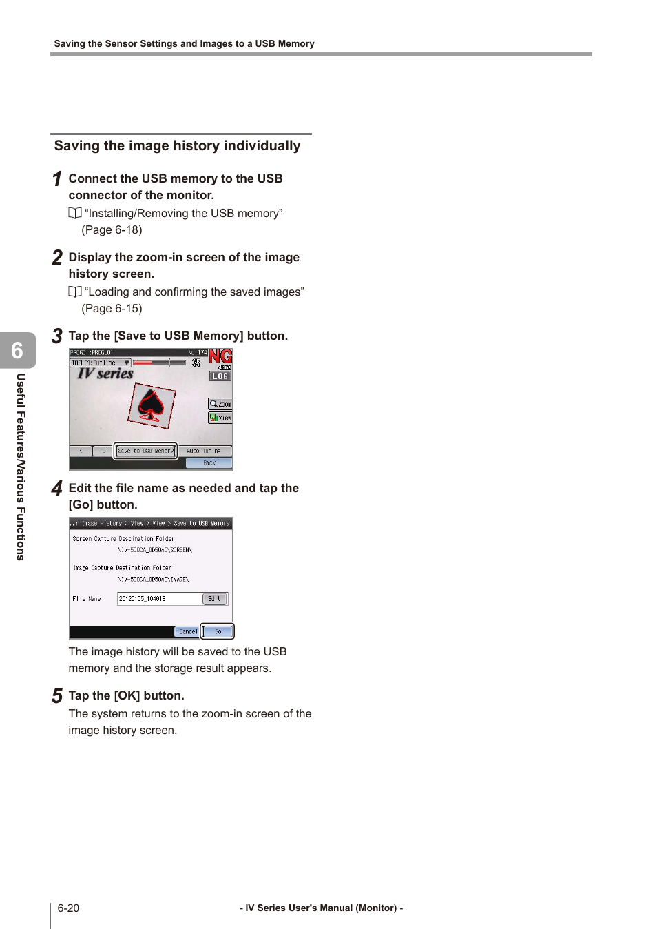 Saving the image history individually, Saving the image history individually -20 | KEYENCE IV Series User Manual | Page 196 / 306