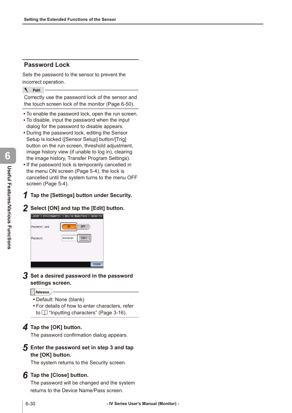 Password lock, Password lock -30 | KEYENCE IV Series User Manual | Page 206 / 306