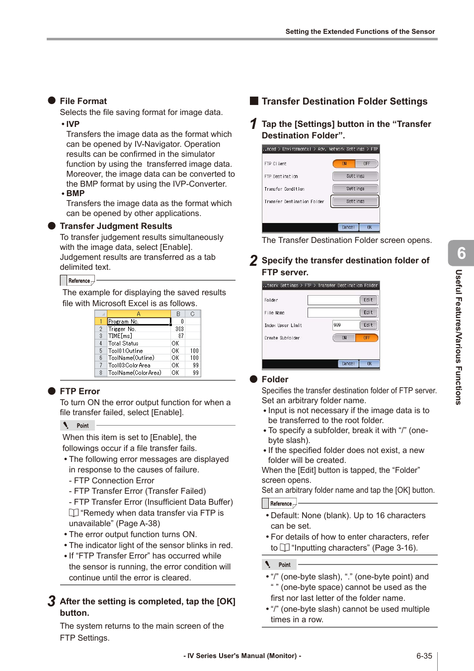 Transfer destination folder settings, Transfer destination folder settings -35 | KEYENCE IV Series User Manual | Page 211 / 306