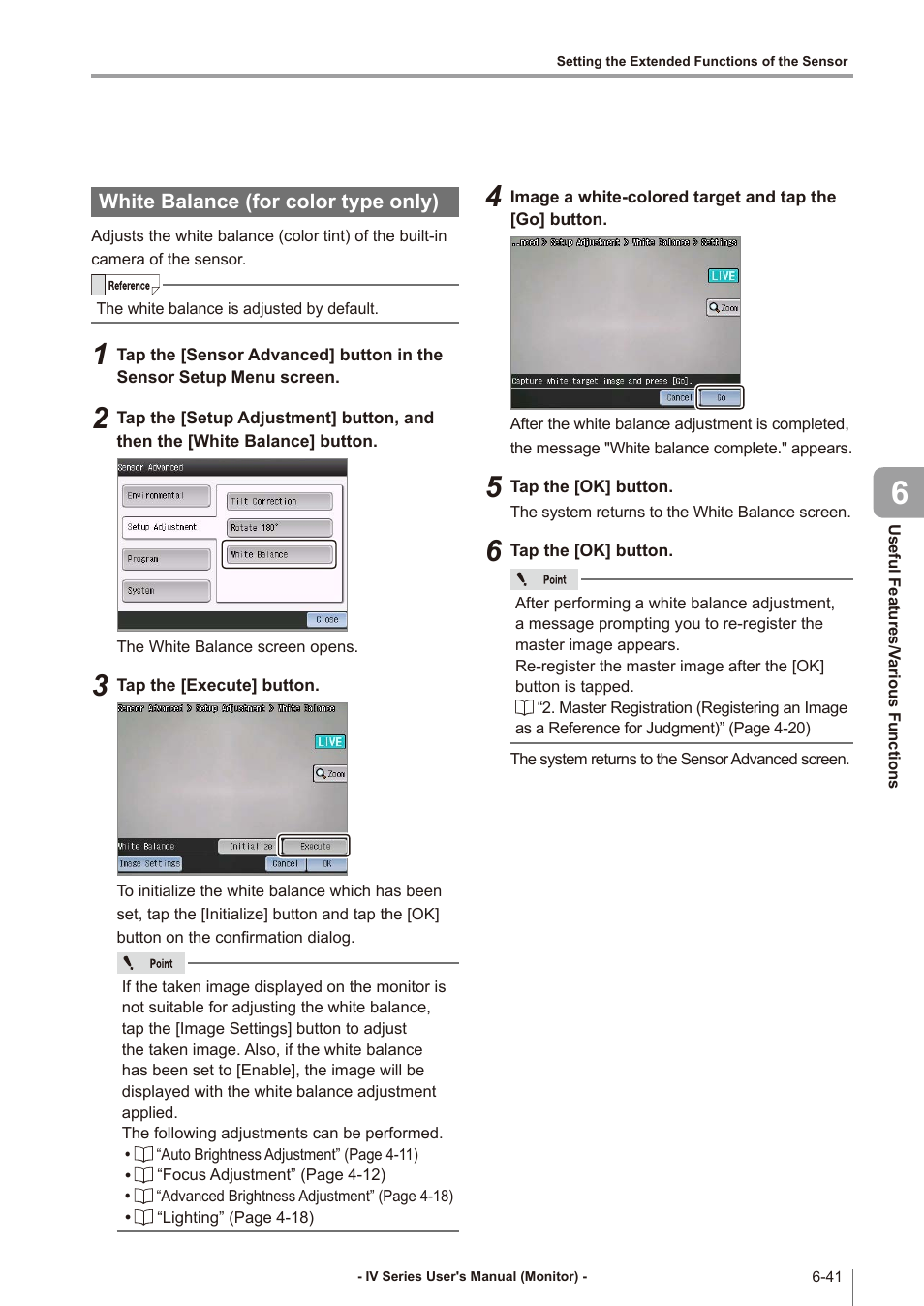 White balance (for color type only), White balance (for color type only) -41 | KEYENCE IV Series User Manual | Page 217 / 306