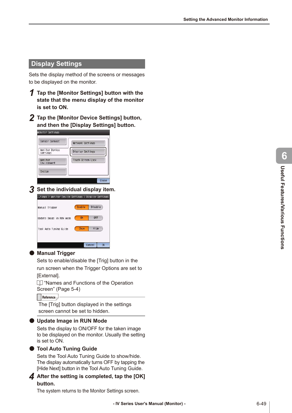 Display settings, Display settings -49 | KEYENCE IV Series User Manual | Page 225 / 306