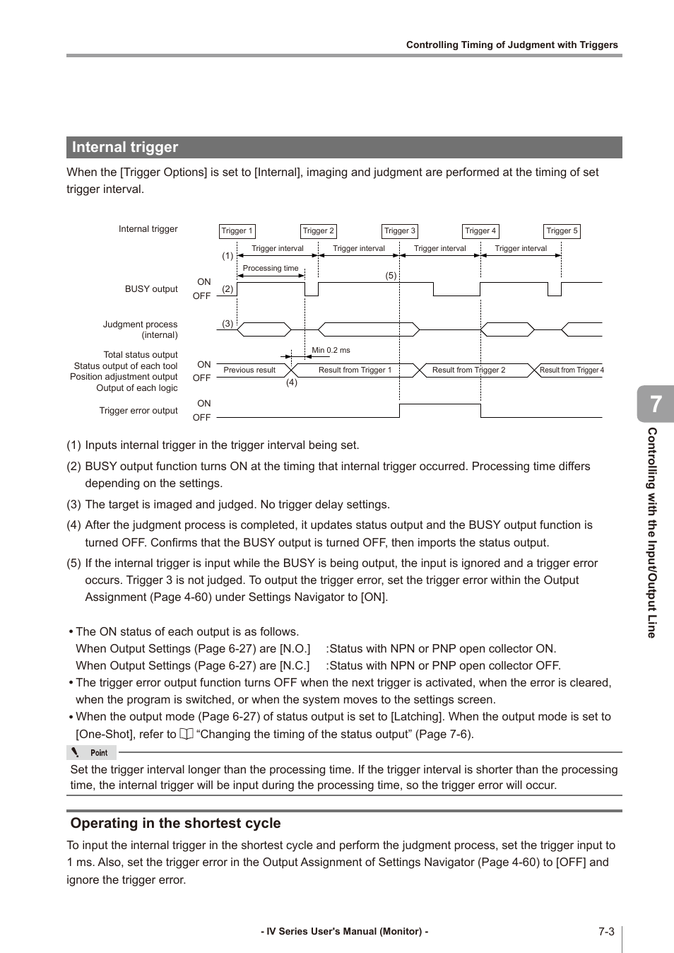 Internal trigger, Operating in the shortest cycle, Internal trigger -3 | Operating in the shortest cycle -3 | KEYENCE IV Series User Manual | Page 233 / 306