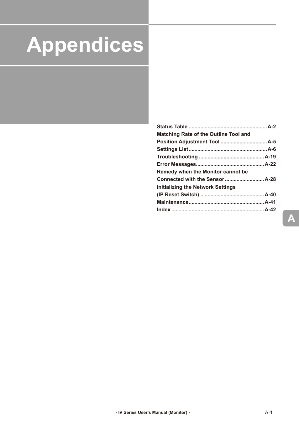 Appendices, Status table, Troubleshooting | KEYENCE IV Series User Manual | Page 257 / 306