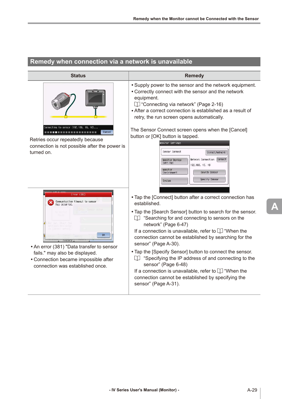 Remedy when connection via | KEYENCE IV Series User Manual | Page 285 / 306