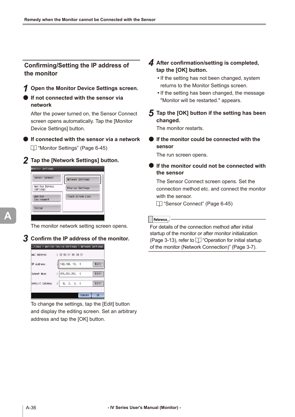 Confirming/setting the ip address of the monitor, Confirming/setting the ip address of, Confirming/setting the ip address of the | KEYENCE IV Series User Manual | Page 292 / 306