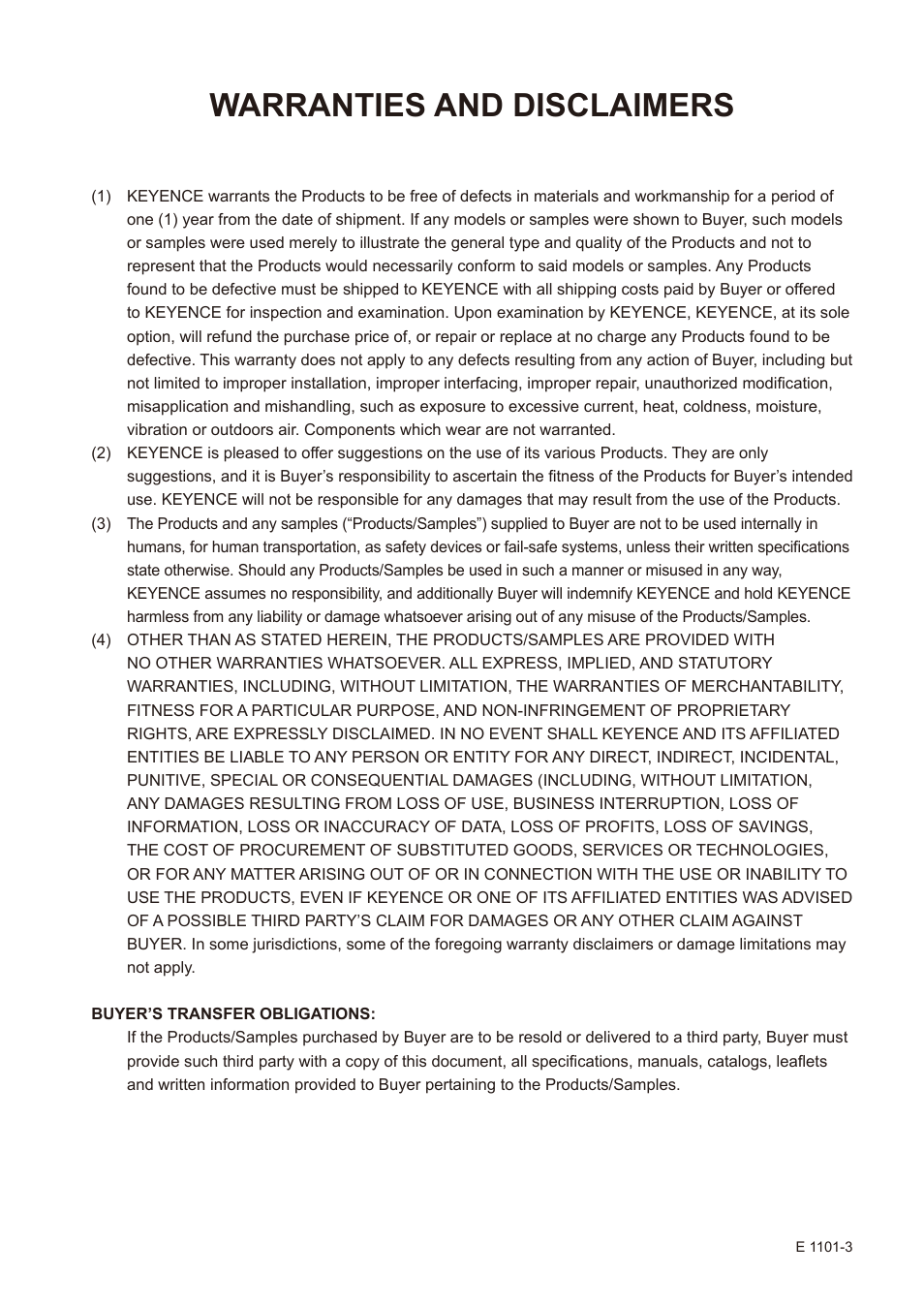 Warranties and disclaimers | KEYENCE IV Series User Manual | Page 305 / 306