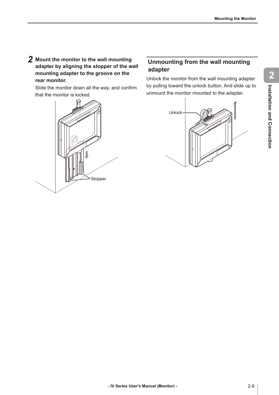 Unmounting from the wall mounting adapter, Unmounting from the wall mounting adapter -9 | KEYENCE IV Series User Manual | Page 41 / 306