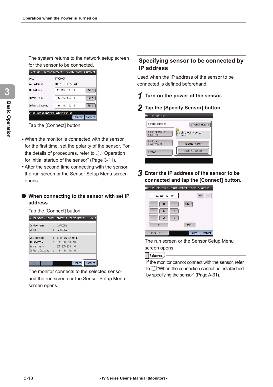 Specifying sensor to be connected by ip address, Specifying sensor to be connected by ip, Address -10 | KEYENCE IV Series User Manual | Page 60 / 306