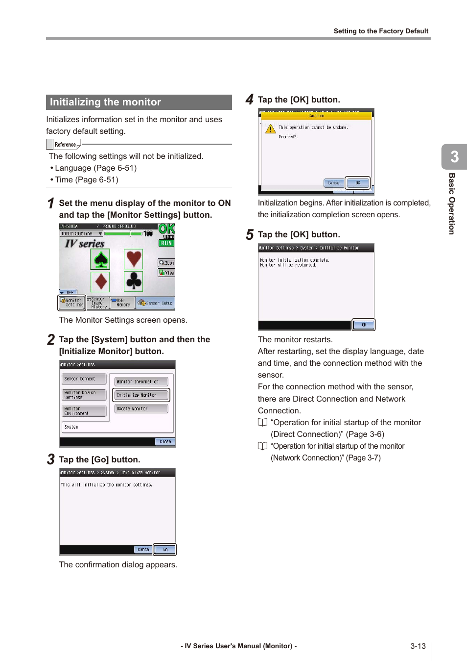 Initializing the monitor, Initializing the monitor -13 | KEYENCE IV Series User Manual | Page 63 / 306