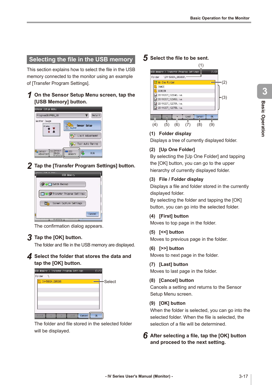 Selecting the file in the usb memory, Selecting the file in the usb memory -17 | KEYENCE IV Series User Manual | Page 67 / 306