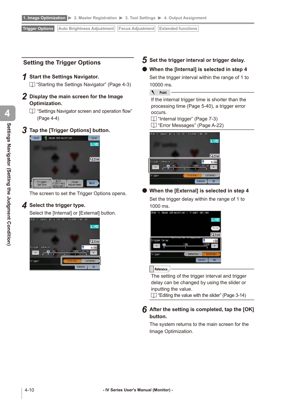 Setting the trigger options, Setting the trigger options -10 | KEYENCE IV Series User Manual | Page 78 / 306