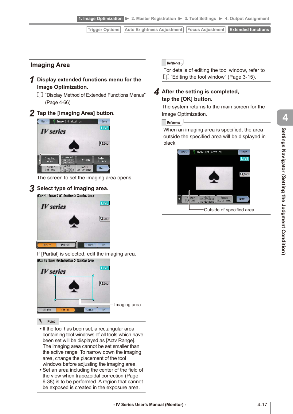 Imaging area, Imaging area -17 | KEYENCE IV Series User Manual | Page 85 / 306