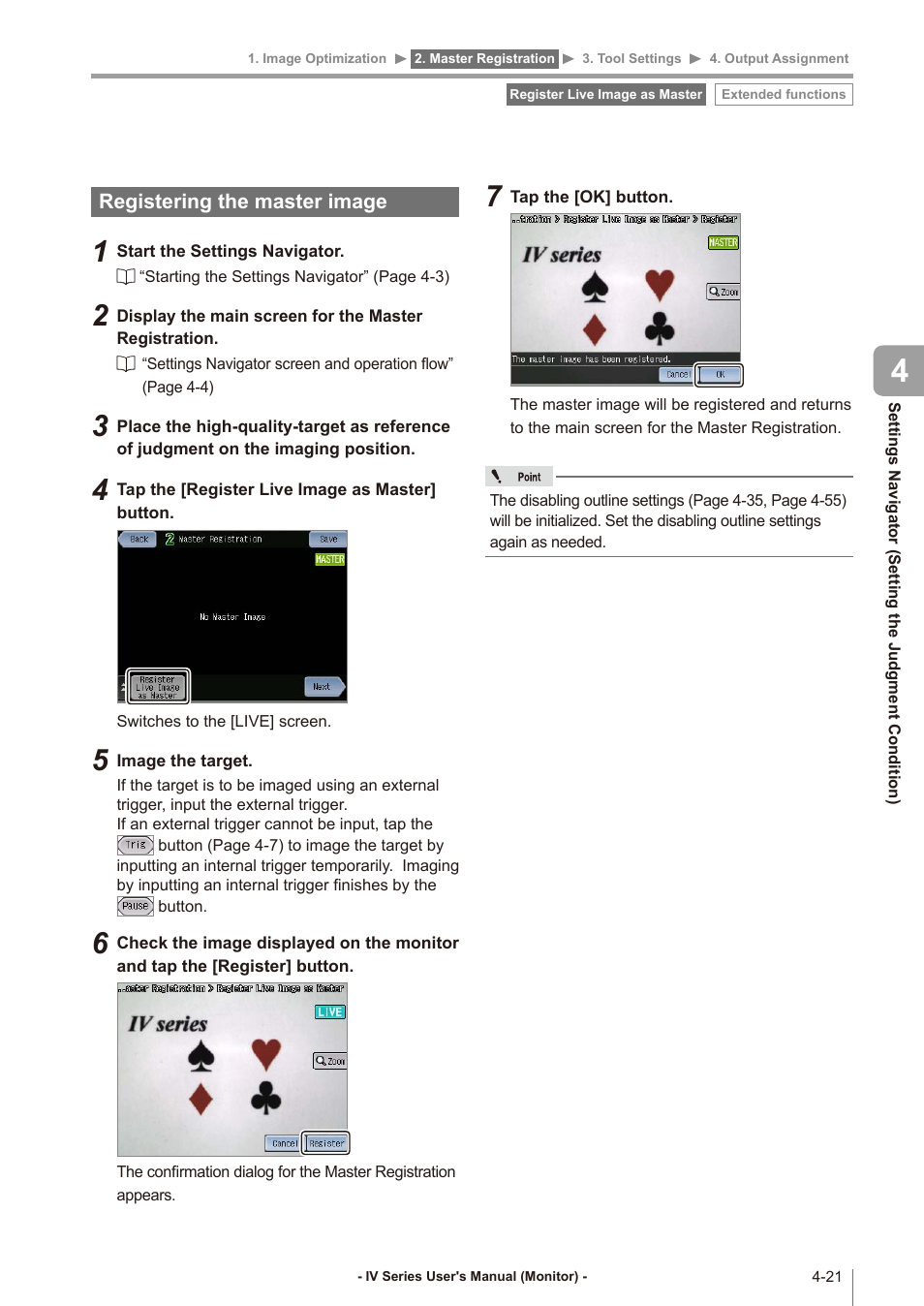 Registering the master image, Registering the master image -21 | KEYENCE IV Series User Manual | Page 89 / 306