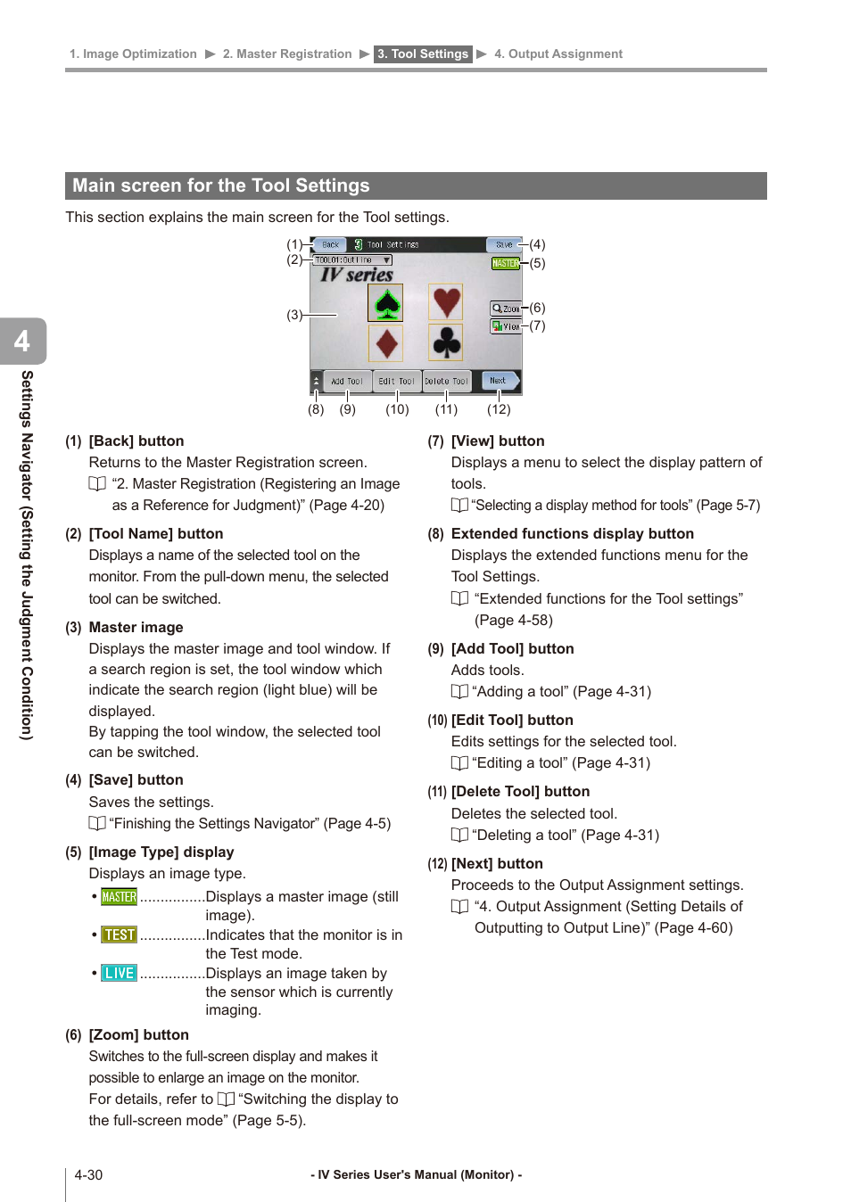 Main screen for the tool settings, Main screen for the tool settings -30 | KEYENCE IV Series User Manual | Page 98 / 306