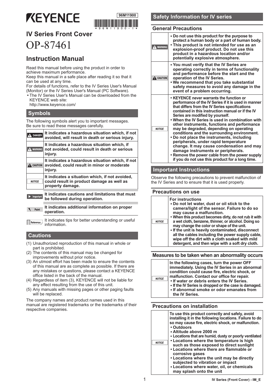 KEYENCE OP-87461 User Manual | 2 pages