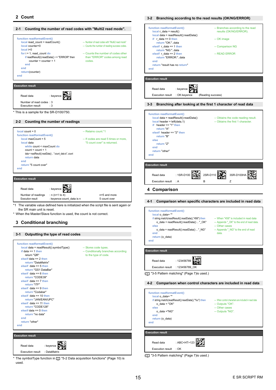 2 count, 3 conditional branching, 4 comparison | KEYENCE SR-700 Series User Manual | Page 15 / 20