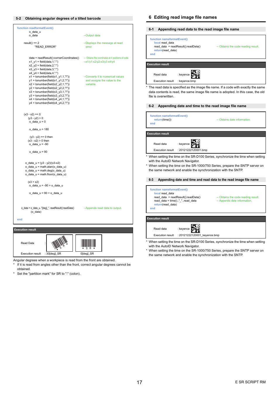 Sr* *sr, 6 editing read image file names | KEYENCE SR-700 Series User Manual | Page 17 / 20