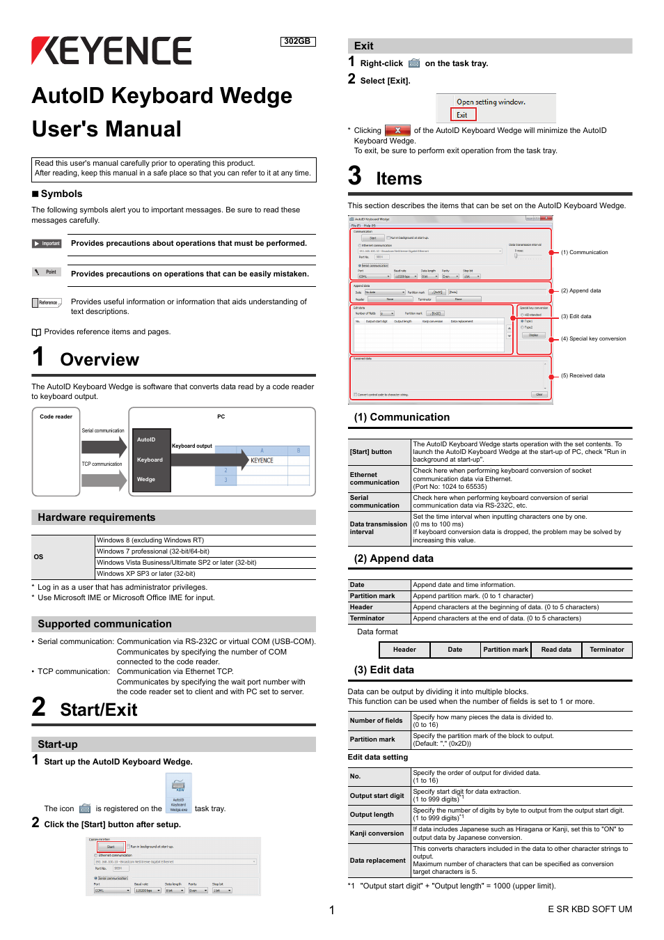 KEYENCE AutoID Keyboard Wedge User Manual | 2 pages