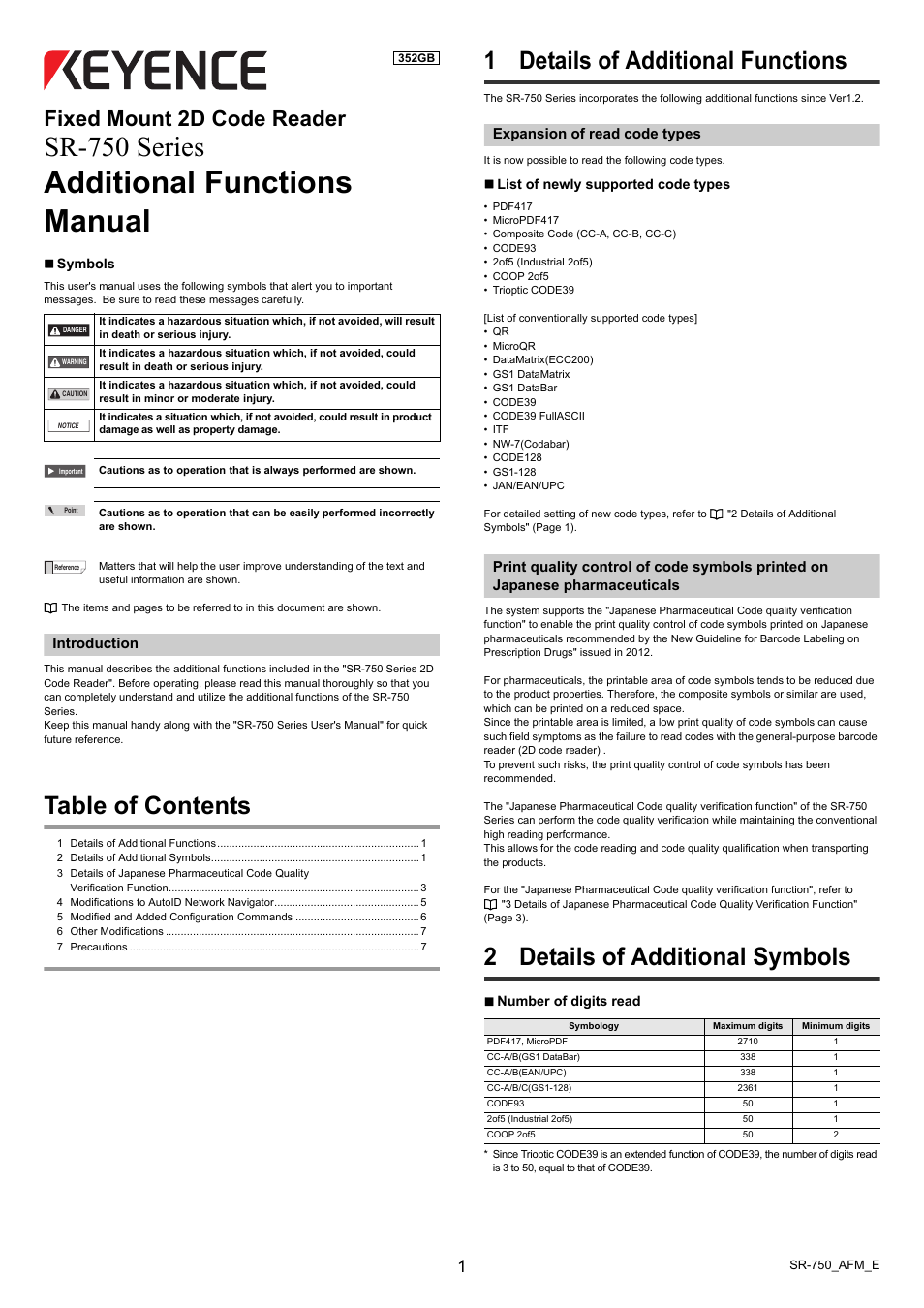 KEYENCE SR-750 Series User Manual | 8 pages