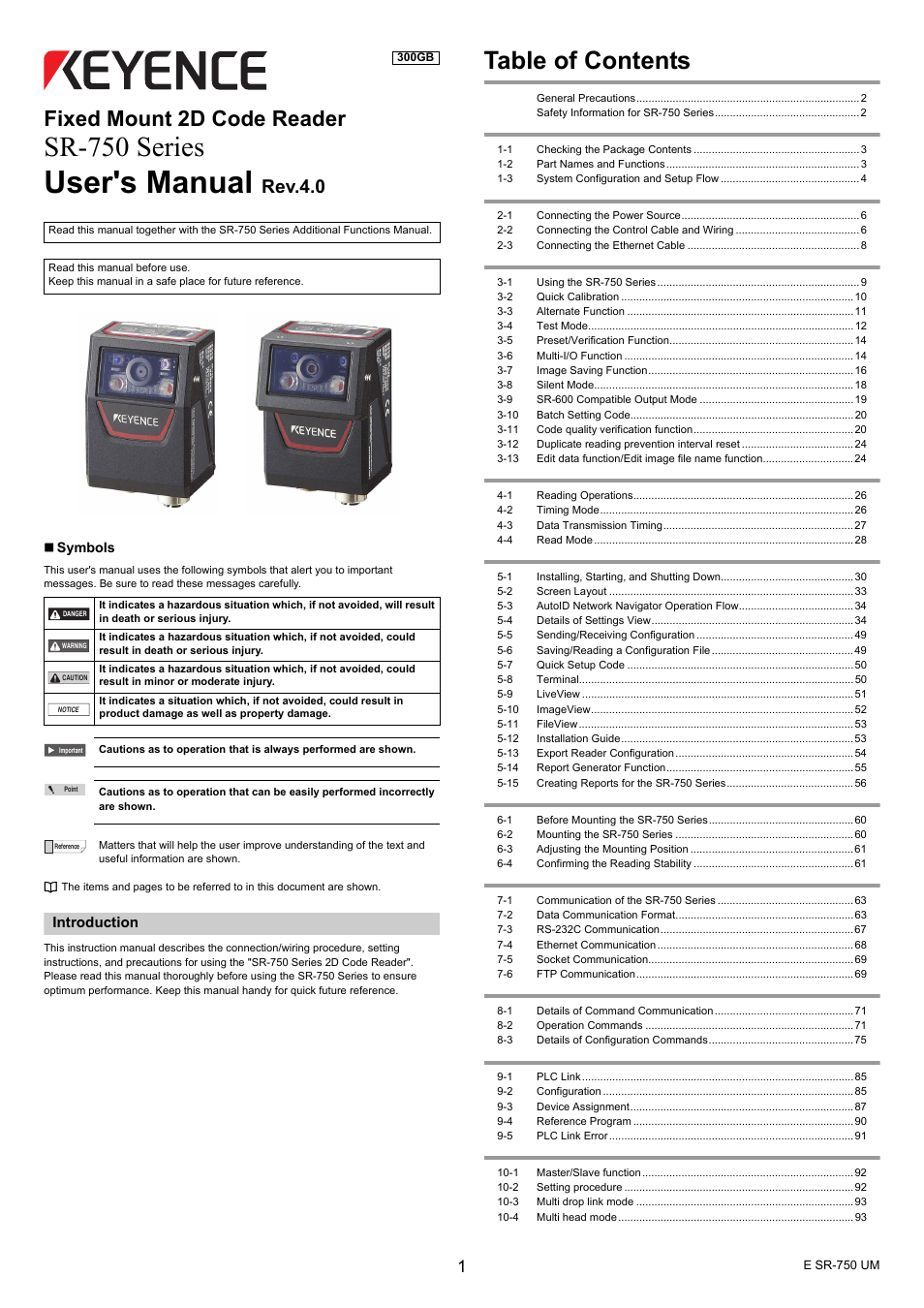 KEYENCE SR-750 Series User Manual | 124 pages