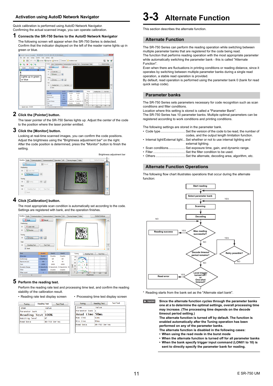 3 alternate function, Alternate function, Parameter banks | Alternate function operations, Activation using autoid network navigator | KEYENCE SR-750 Series User Manual | Page 11 / 124