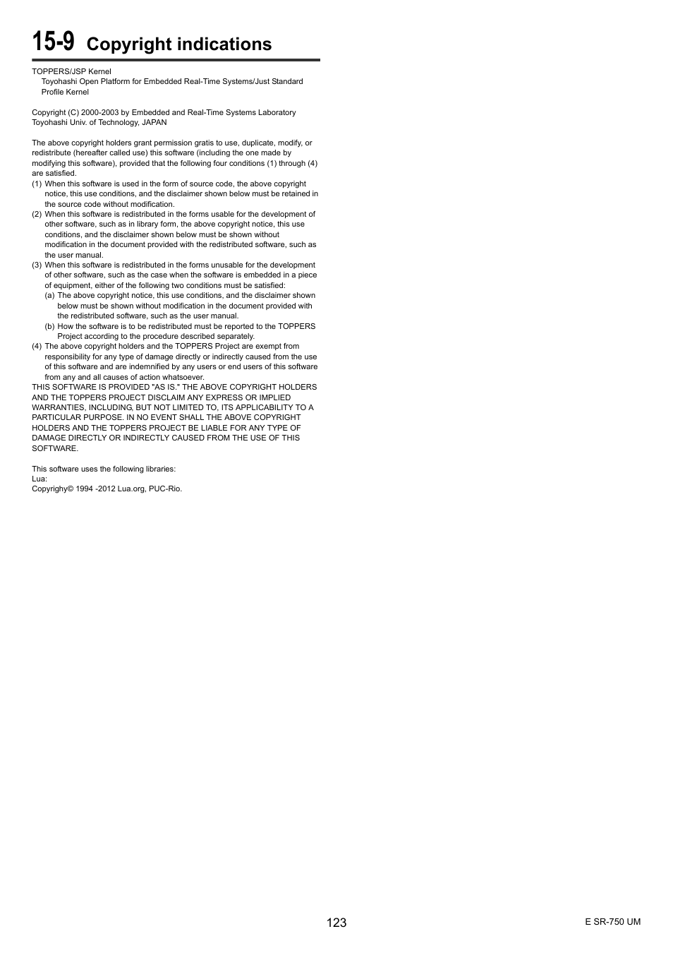9 copyright indications, Copyright indications | KEYENCE SR-750 Series User Manual | Page 123 / 124