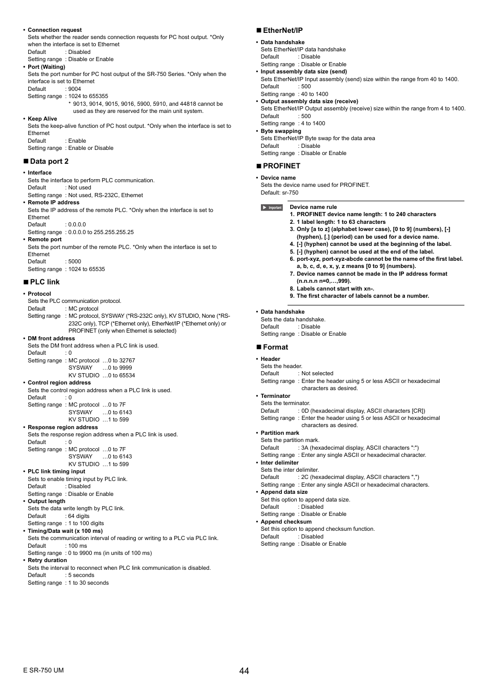 KEYENCE SR-750 Series User Manual | Page 44 / 124