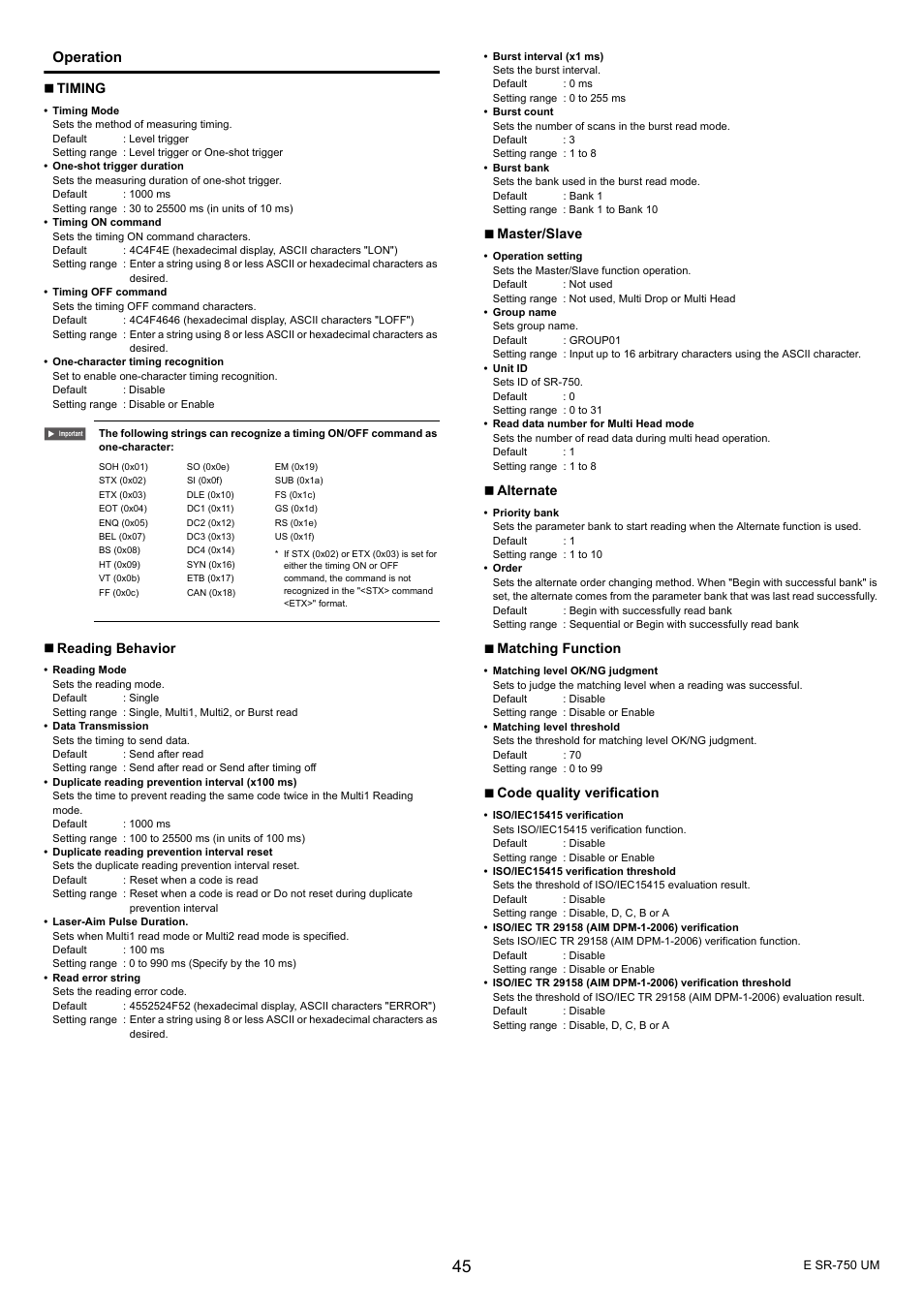 Operation | KEYENCE SR-750 Series User Manual | Page 45 / 124