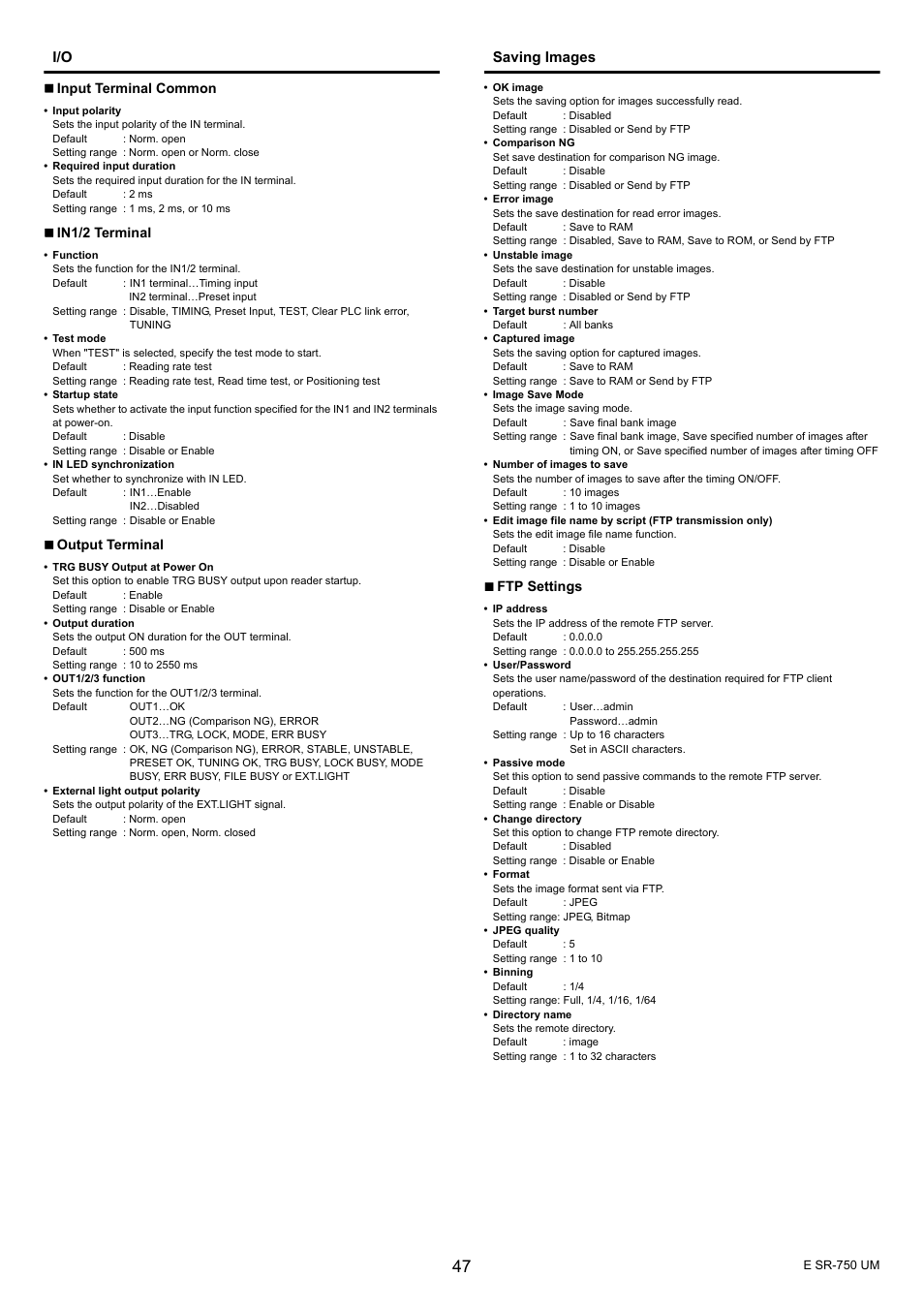 Saving images | KEYENCE SR-750 Series User Manual | Page 47 / 124