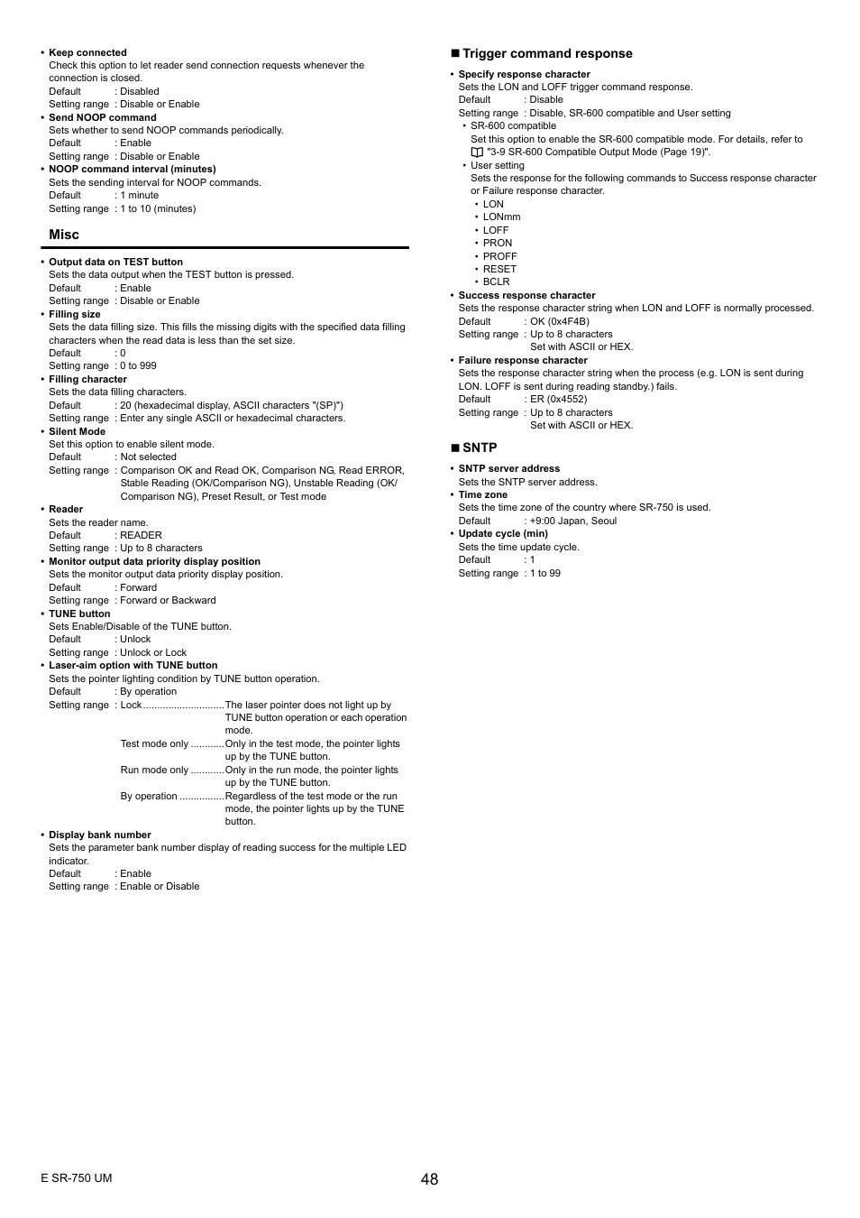 Misc | KEYENCE SR-750 Series User Manual | Page 48 / 124