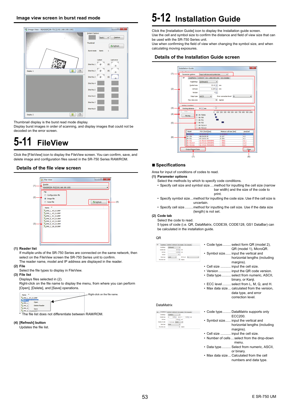 11 fileview, 12 installation guide, Fileview | Installation guide | KEYENCE SR-750 Series User Manual | Page 53 / 124