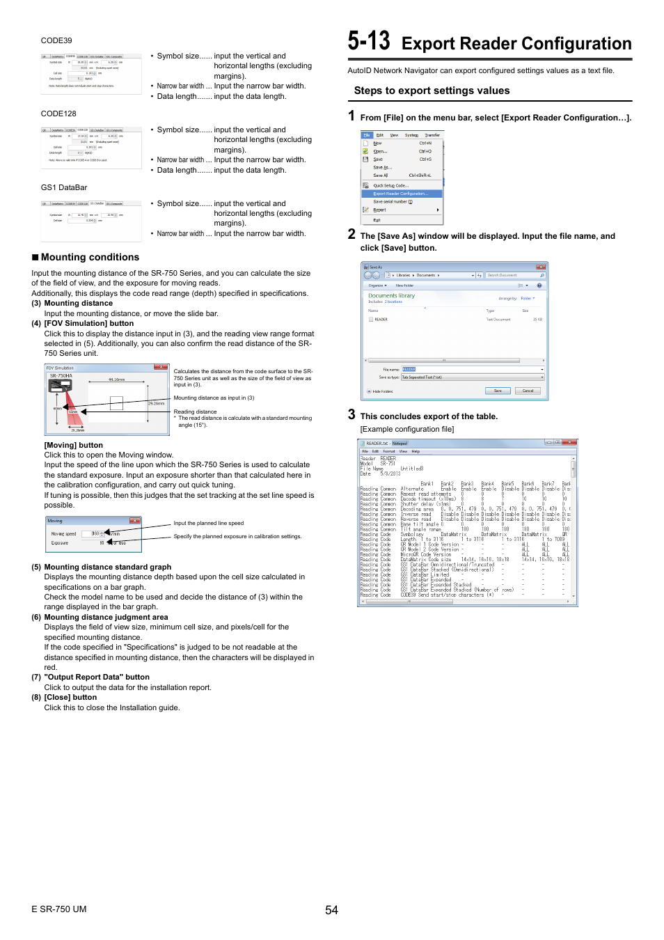 13 export reader configuration, Export reader configuration | KEYENCE SR-750 Series User Manual | Page 54 / 124