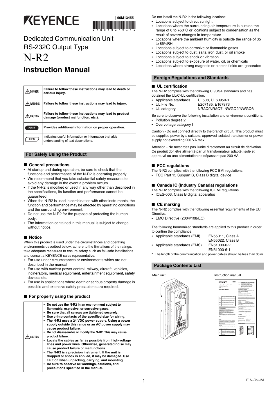 KEYENCE N-R2 User Manual | 4 pages