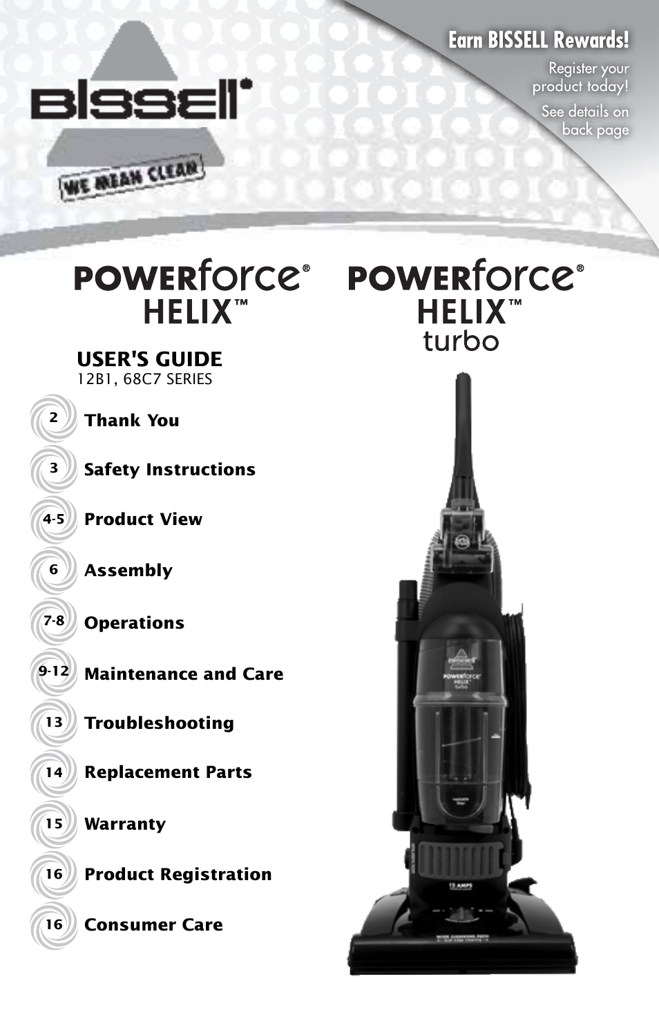 Bissell Powerforce HELIX 12B1 series User Manual | 16 pages
