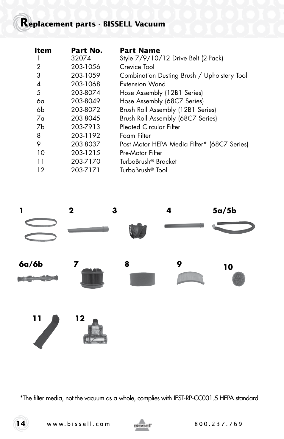 Bissell Powerforce HELIX 12B1 series User Manual | Page 14 / 16