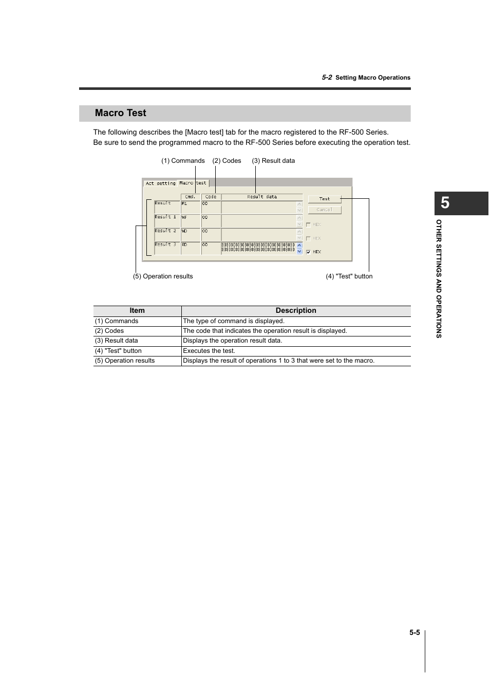Macro test, Macro test -5 | KEYENCE AutoID User Manual | Page 101 / 116