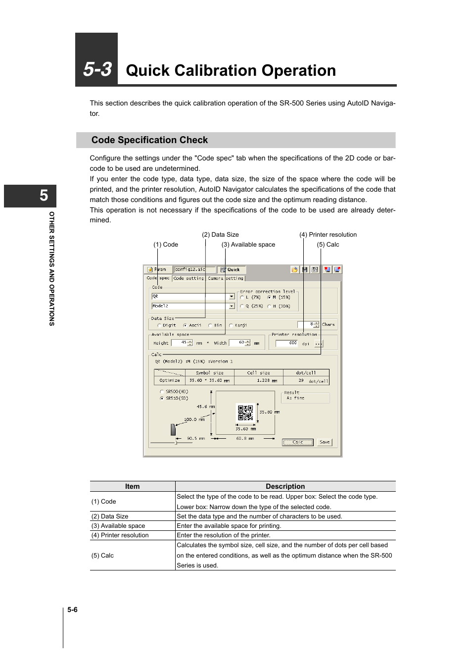 3 quick calibration operation, Code specification check, 3 quick calibration operation -6 | Code specification check -6, Quick calibration operation -6, Quick calibration operation | KEYENCE AutoID User Manual | Page 102 / 116
