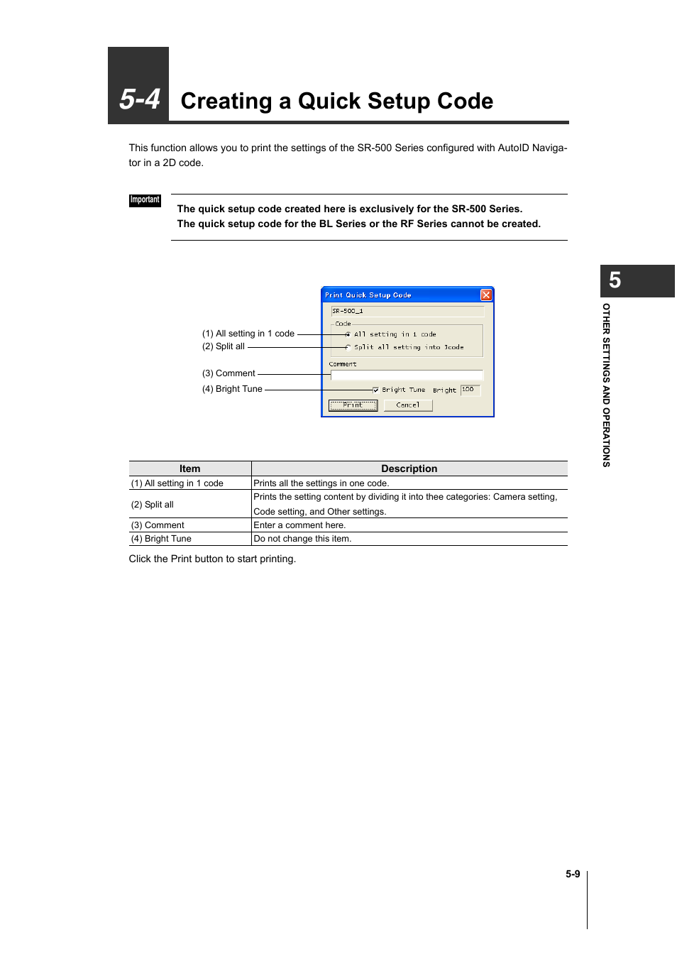 4 creating a quick setup code, 4 creating a quick setup code -9, Creating a quick setup code -9 | Creating a quick setup code | KEYENCE AutoID User Manual | Page 105 / 116