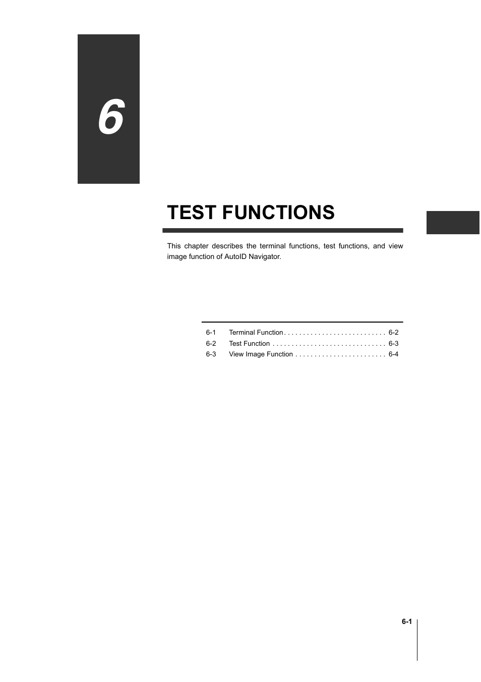 Chapter 6 test functions, Test functions | KEYENCE AutoID User Manual | Page 107 / 116