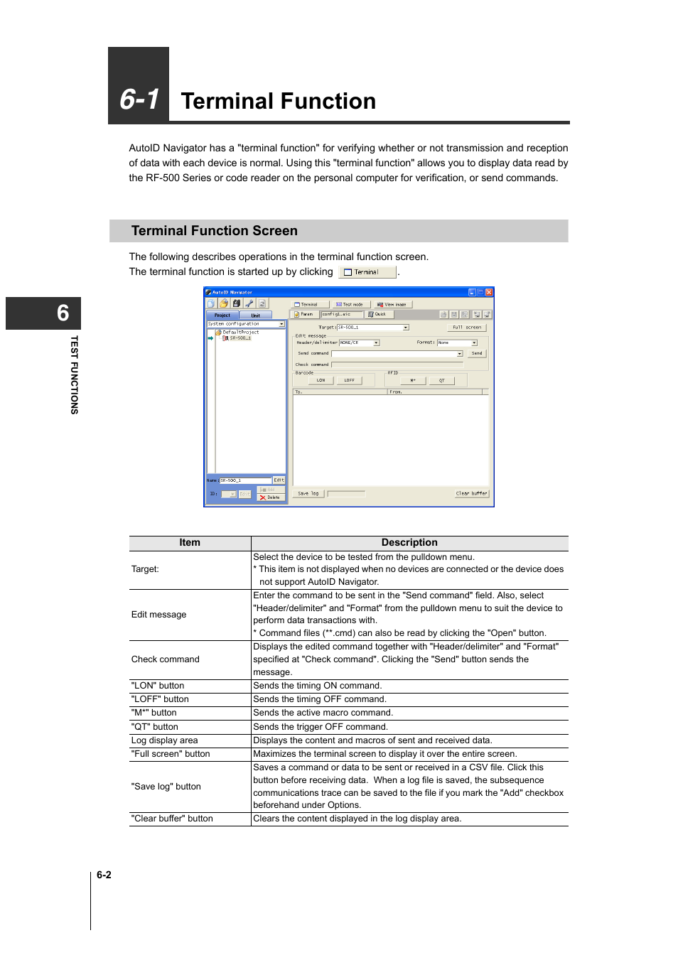 1 terminal function, Terminal function screen, 1 terminal function -2 | Terminal function screen -2, Terminal function -2, Terminal function | KEYENCE AutoID User Manual | Page 108 / 116