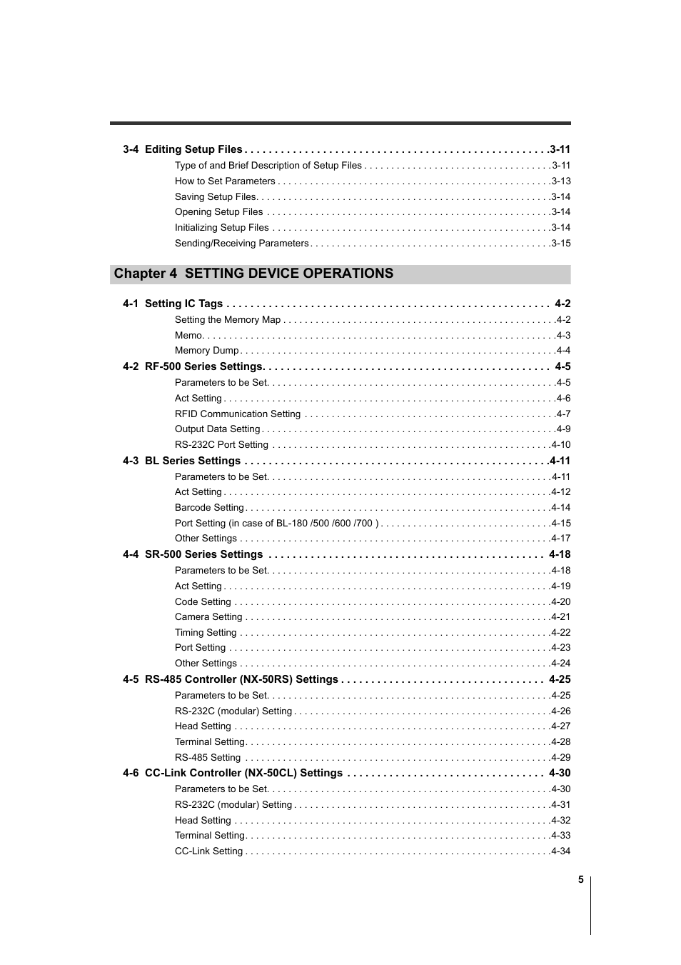 Chapter 4 setting device operations | KEYENCE AutoID User Manual | Page 7 / 116