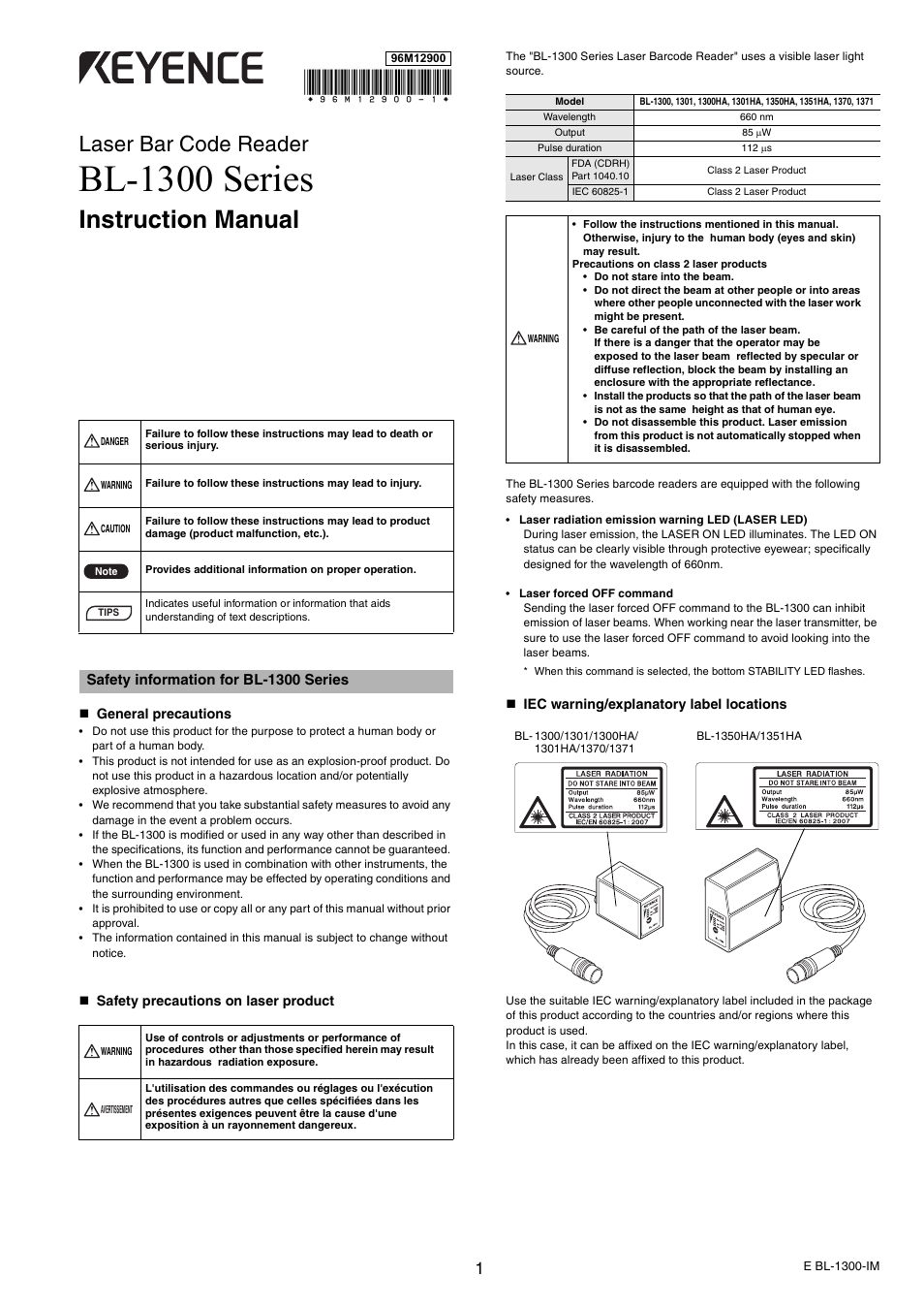 KEYENCE BL-1300 Series User Manual | 6 pages