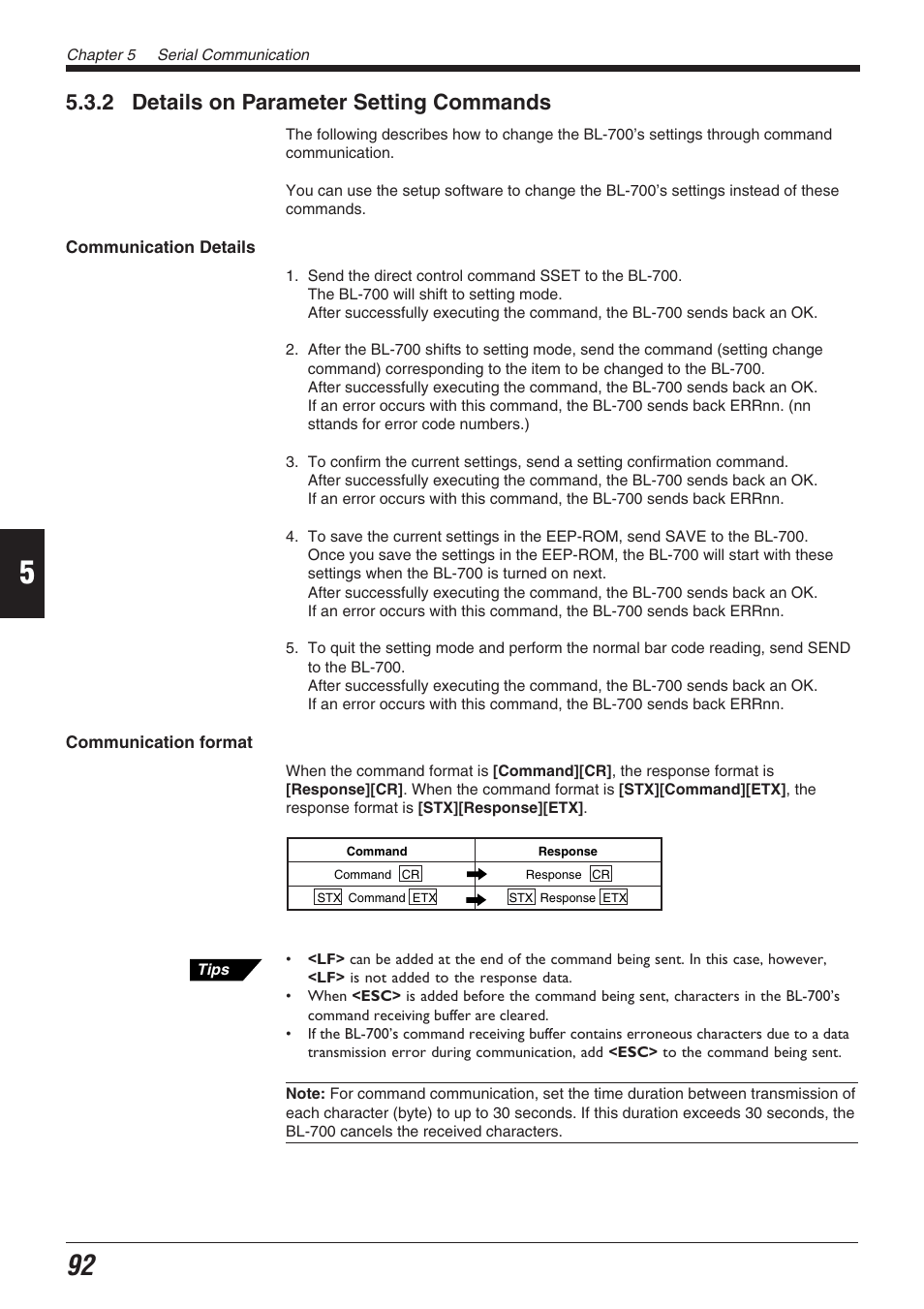 2 details on parameter setting commands | KEYENCE BL-700 Series User Manual | Page 106 / 162