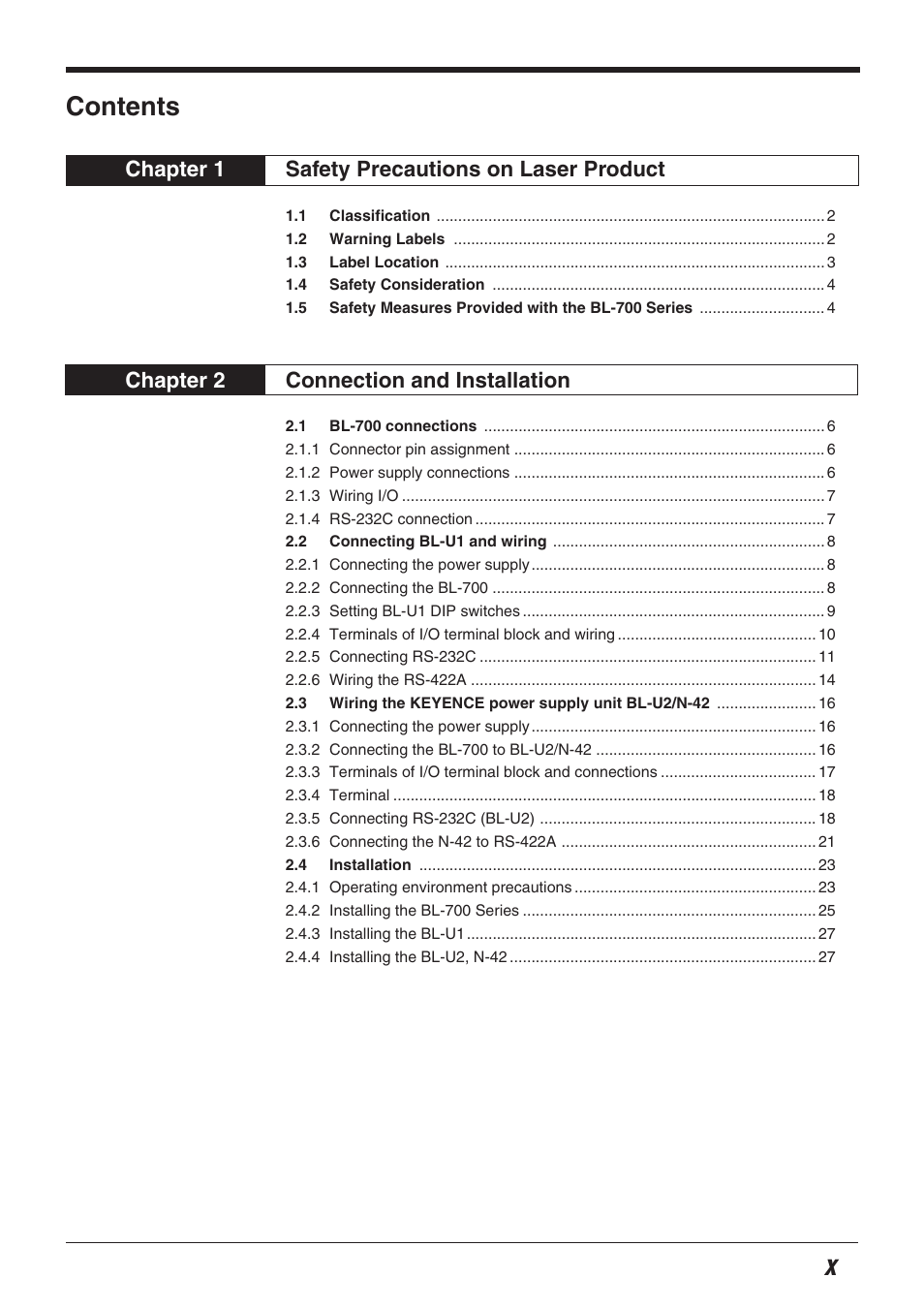 KEYENCE BL-700 Series User Manual | Page 11 / 162