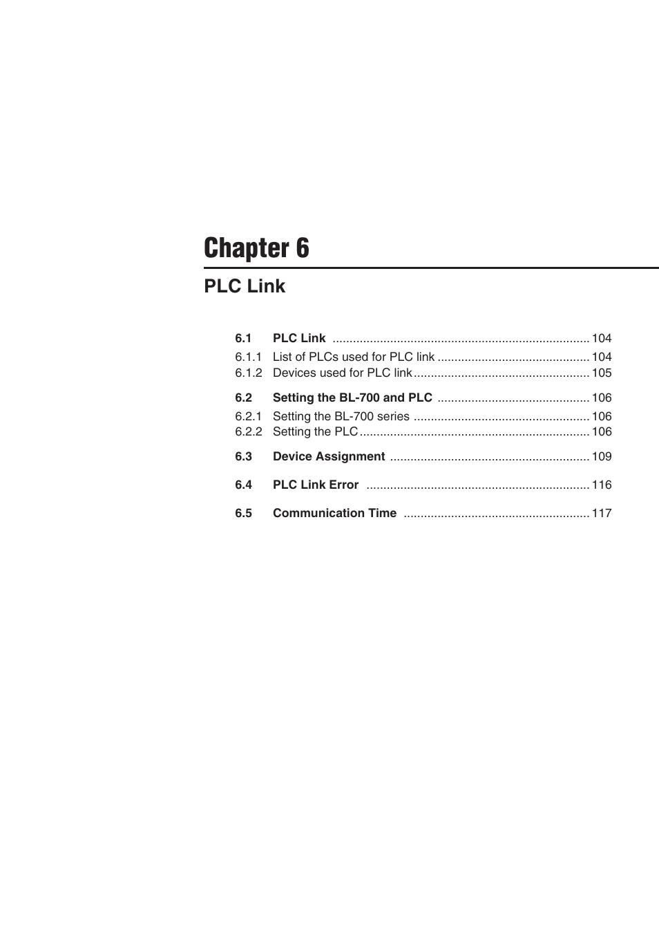 Chapter 6 plc link, Chapter 6, Plc link | KEYENCE BL-700 Series User Manual | Page 117 / 162