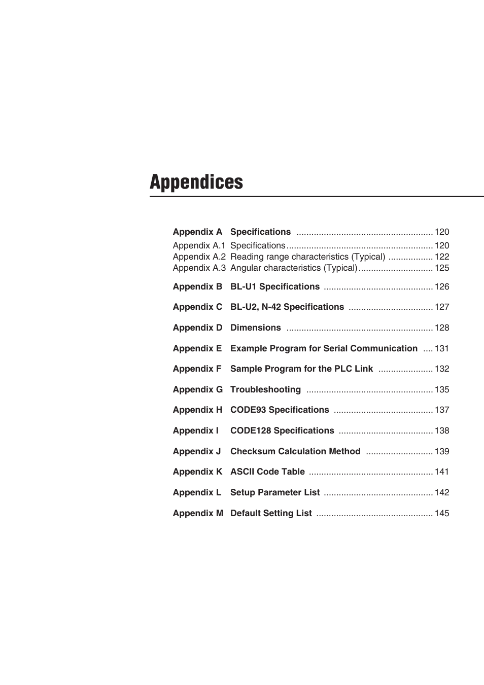 Appendices | KEYENCE BL-700 Series User Manual | Page 133 / 162